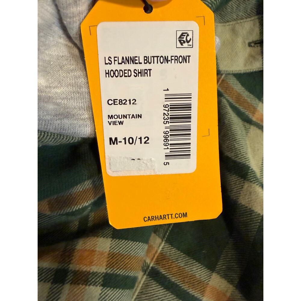 NWT Carhartt Boys' Hooded Flannel Button-Front Long Sleeve Shirt - Picture 6 of 8